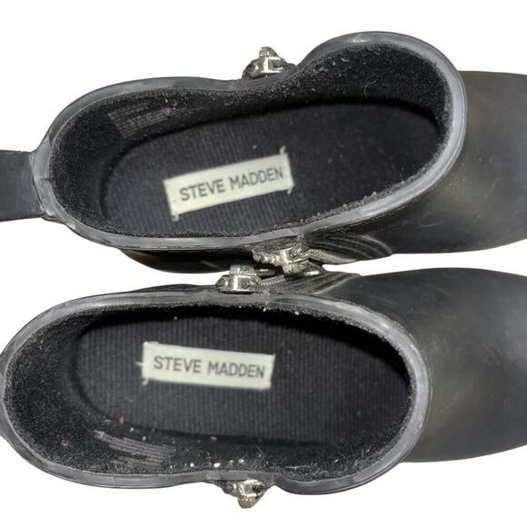 Steve Madden Black Wedge Rubber Pull On Snow Booties Women's 7 Casual Zipper - Picture 6 of 13